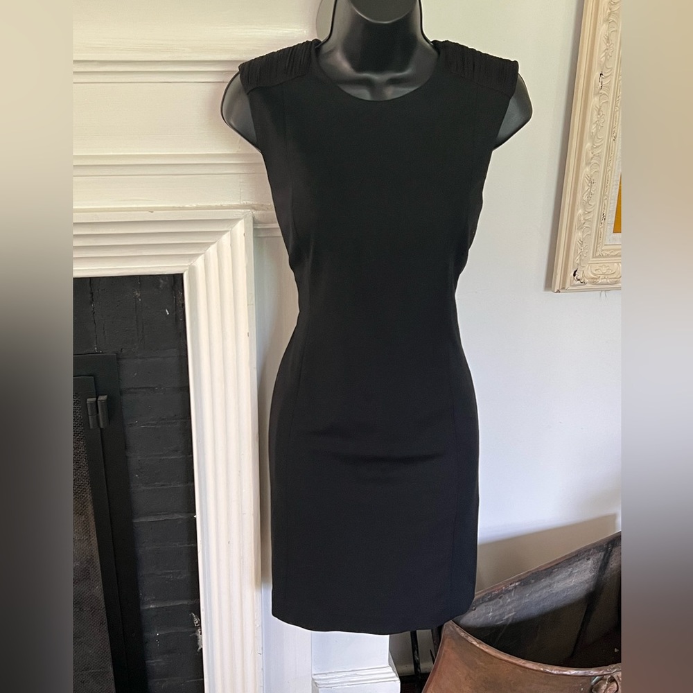 Beautiful Emilio Pepe Italy black dress with textured shoulders